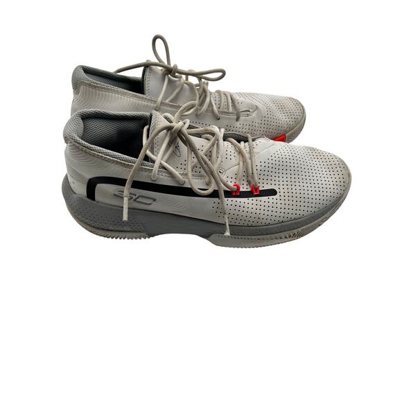 Under Armour Curry Basketball Shoes White Gray Red Signature Size 10.5 Men's - Picture 7 of 11